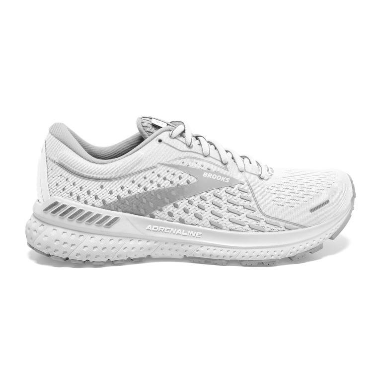 Brooks ADRENALINE GTS 21 Road Running Shoes Womens Sale - White/Grey/Silver (KHA195384)